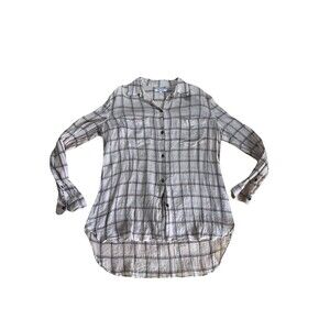 Madewell Crinkle Gauze Cotton Button Up Size S Plaid Summer Lightweight Oversize